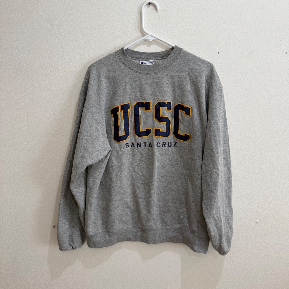Champion UCSC Santa Cruz Sweatshirt Mens Large Gray Crewneck Pullover CS1220